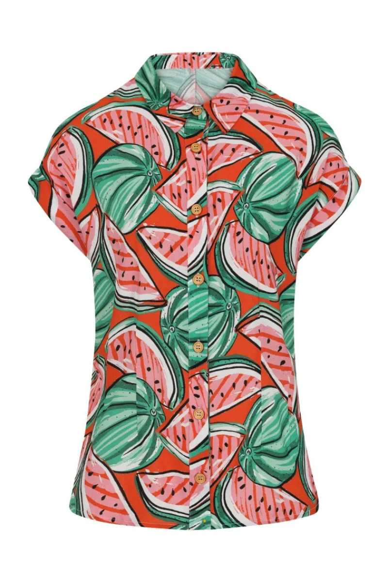 Hell Bunny Blouses|Tops>Melonie Shirt Orange