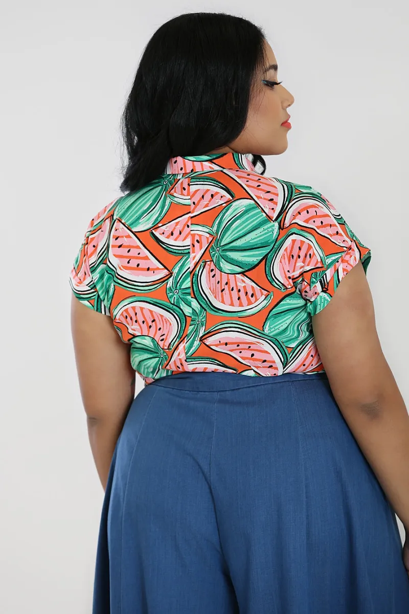 Hell Bunny Blouses|Tops>Melonie Shirt Orange