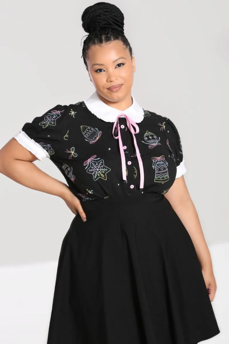 Hell Bunny Tops|Blouses>Merry Blouse Black