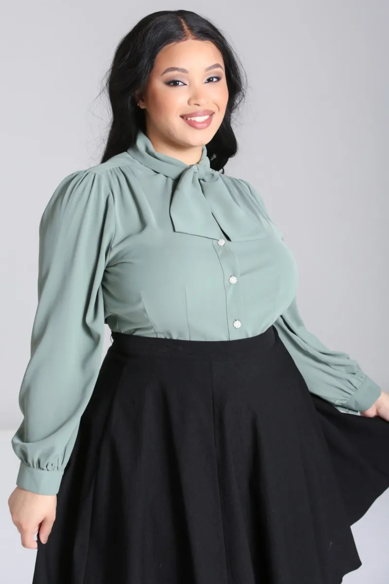 Hell Bunny Tops|Blouses>Mia Blouse Green