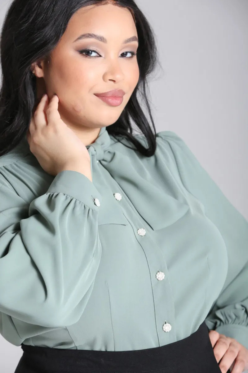 Hell Bunny Tops|Blouses>Mia Blouse Green