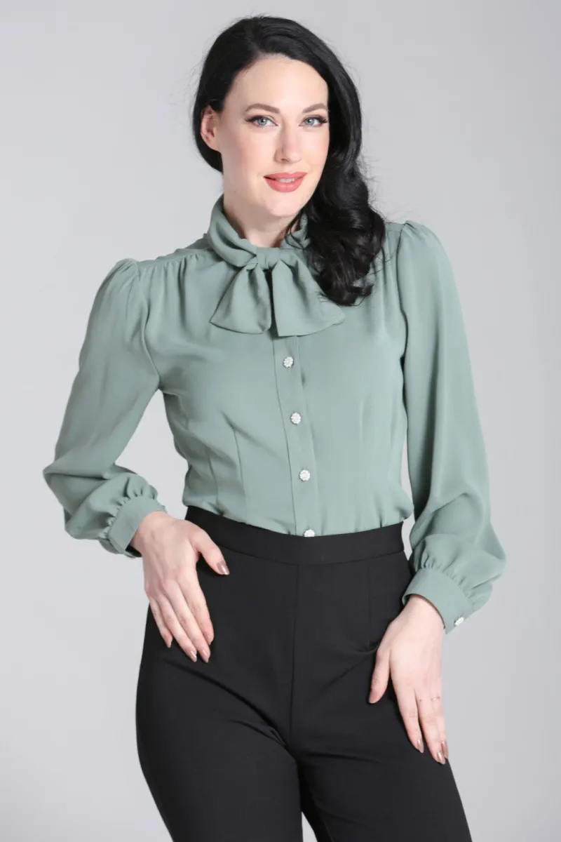 Hell Bunny Tops|Blouses>Mia Blouse Green