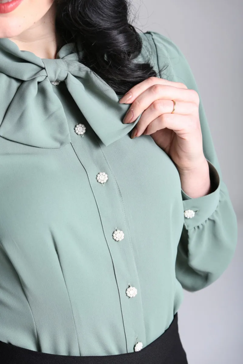 Hell Bunny Tops|Blouses>Mia Blouse Green