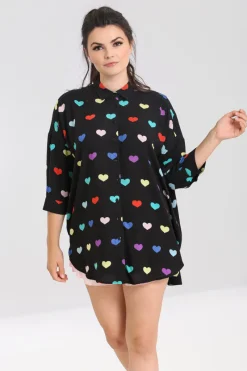 Hell Bunny Tops|Blouses>Mimi Oversized Shirt Black