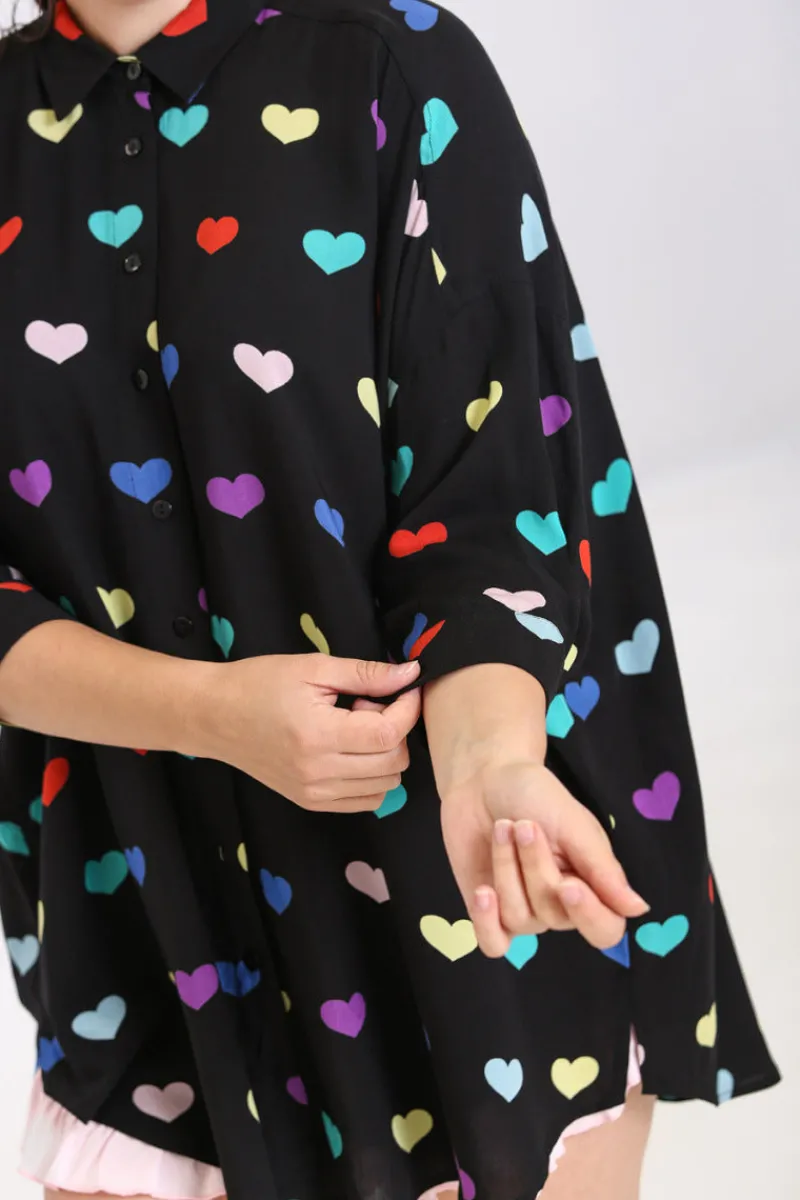Hell Bunny Tops|Blouses>Mimi Oversized Shirt Black