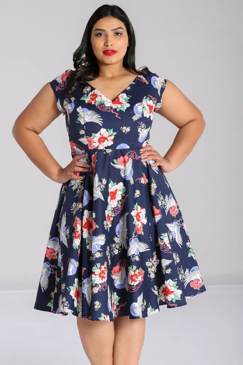 Hell Bunny Dresses|Dresses With Pockets>Misa Midi Dress Navy