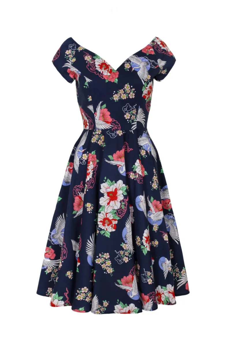 Hell Bunny Dresses|Dresses With Pockets>Misa Midi Dress Navy