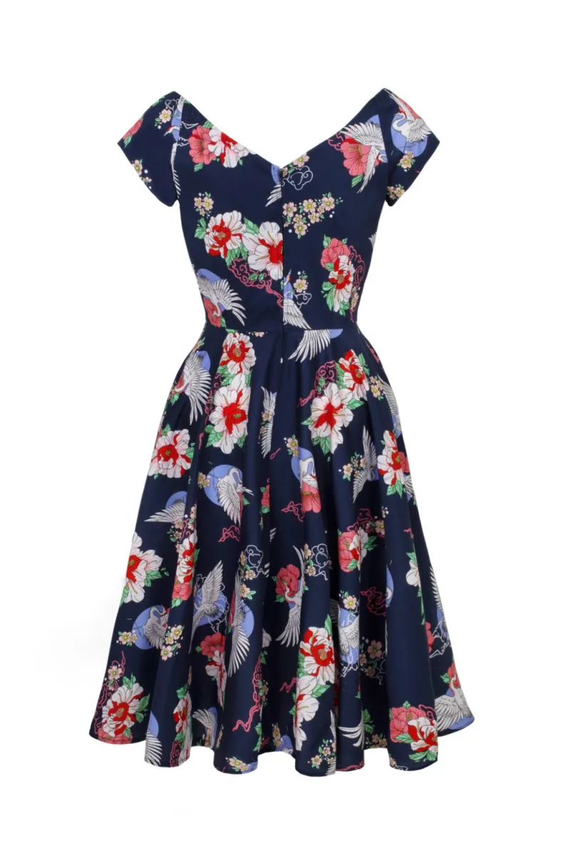 Hell Bunny Dresses|Dresses With Pockets>Misa Midi Dress Navy