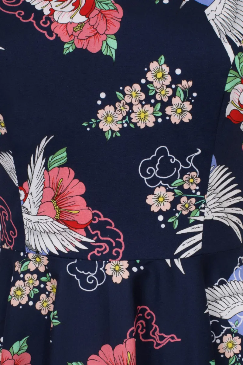 Hell Bunny Dresses|Dresses With Pockets>Misa Midi Dress Navy