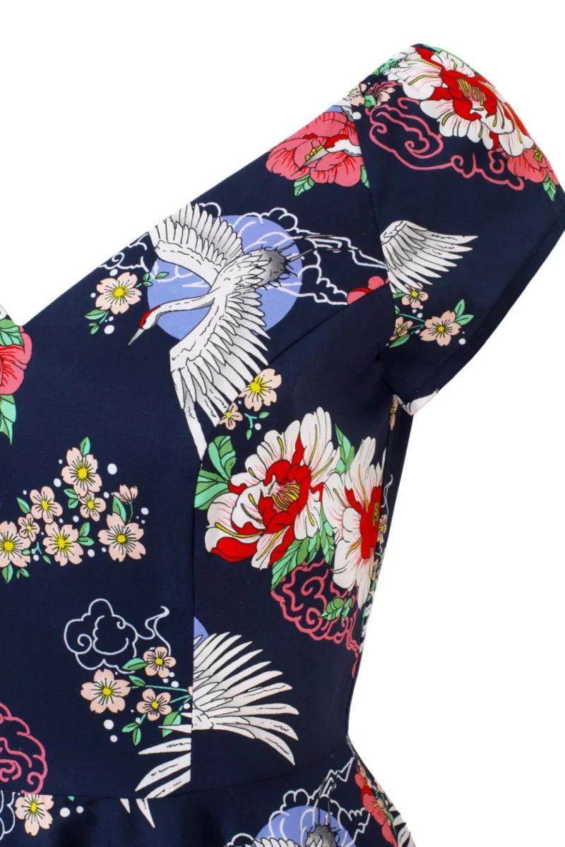 Hell Bunny Dresses|Dresses With Pockets>Misa Midi Dress Navy