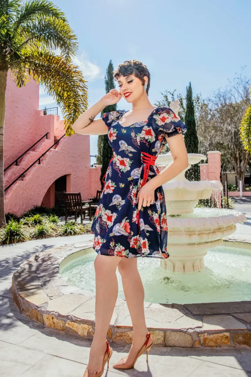 Hell Bunny Dresses>Misa Mini Dress Navy