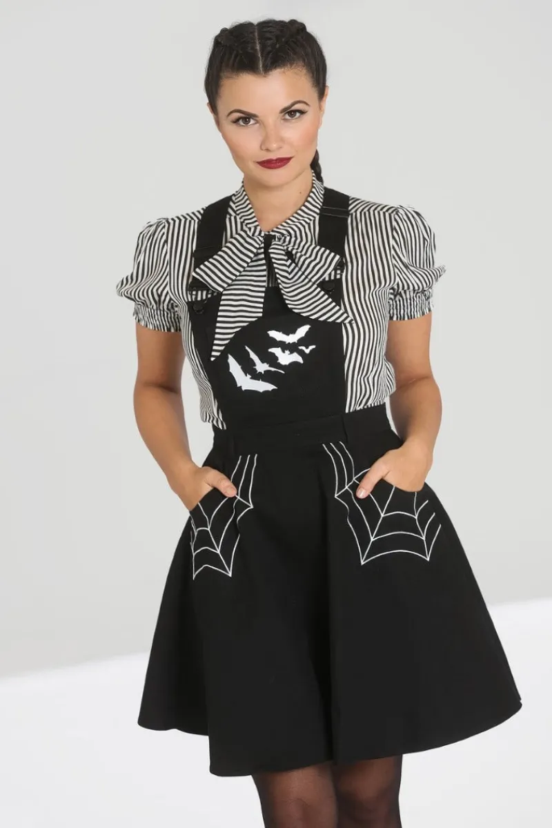 Hell Bunny Dresses|Dresses With Pockets>Miss Muffet Pinafore Dress Black