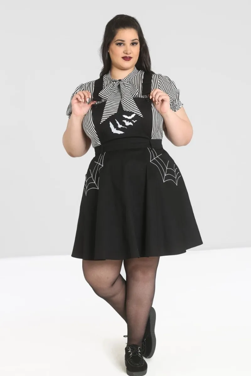 Hell Bunny Dresses|Dresses With Pockets>Miss Muffet Pinafore Dress Black