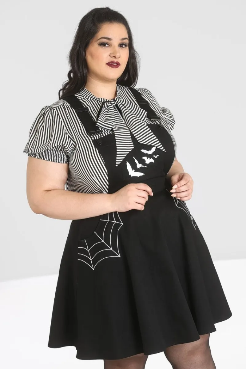 Hell Bunny Dresses|Dresses With Pockets>Miss Muffet Pinafore Dress Black