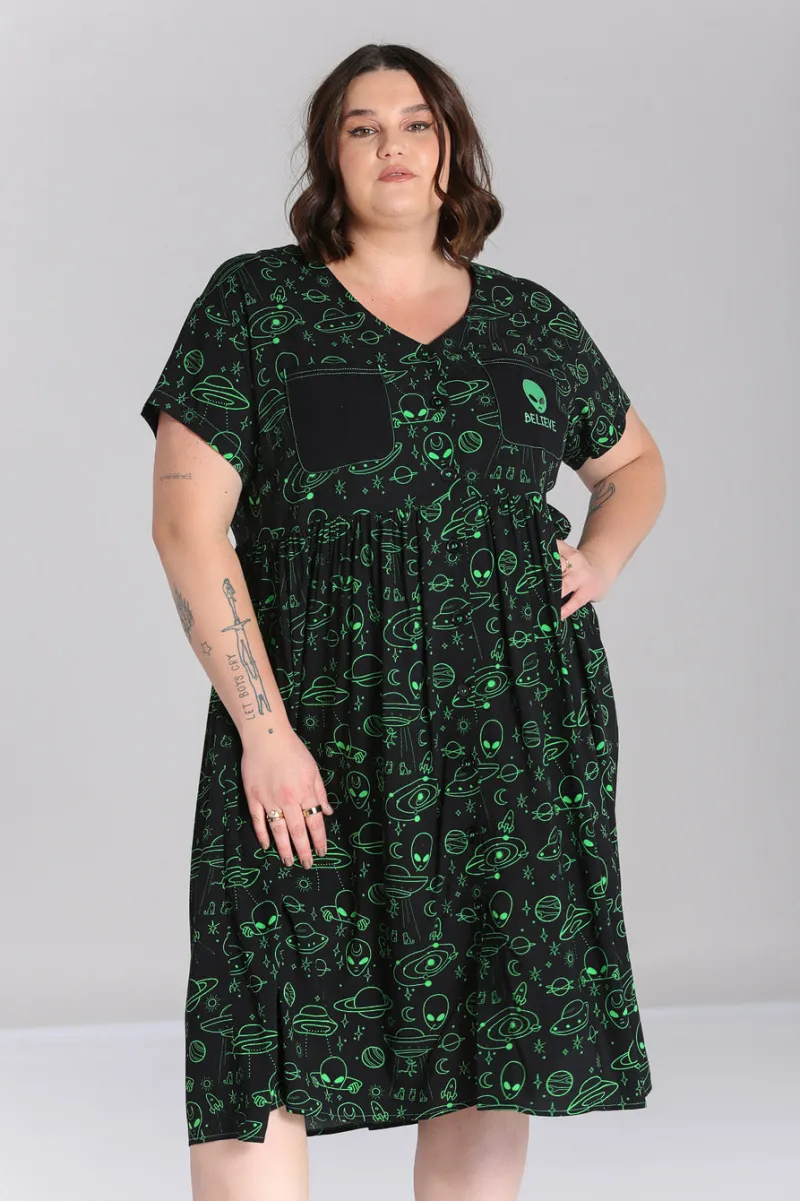 Hell Bunny Dresses>Mulder Dress Green
