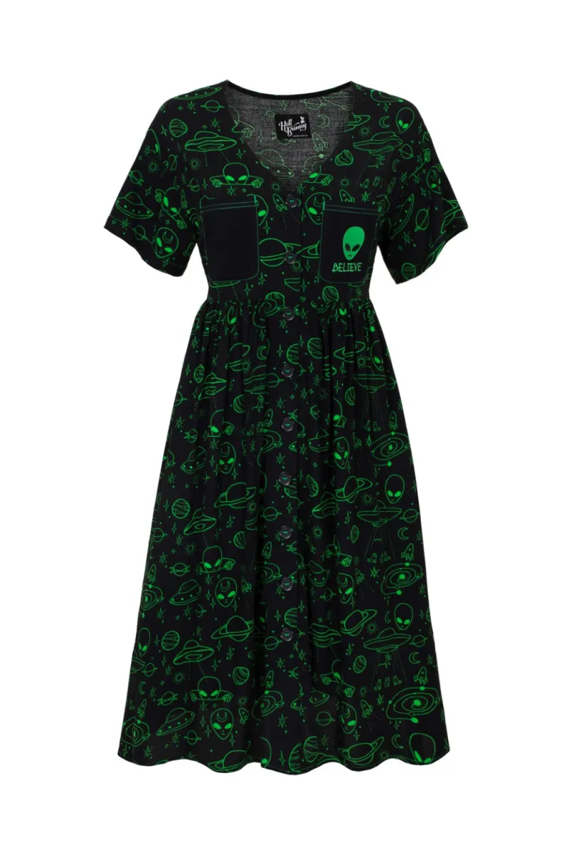 Hell Bunny Dresses>Mulder Dress Green