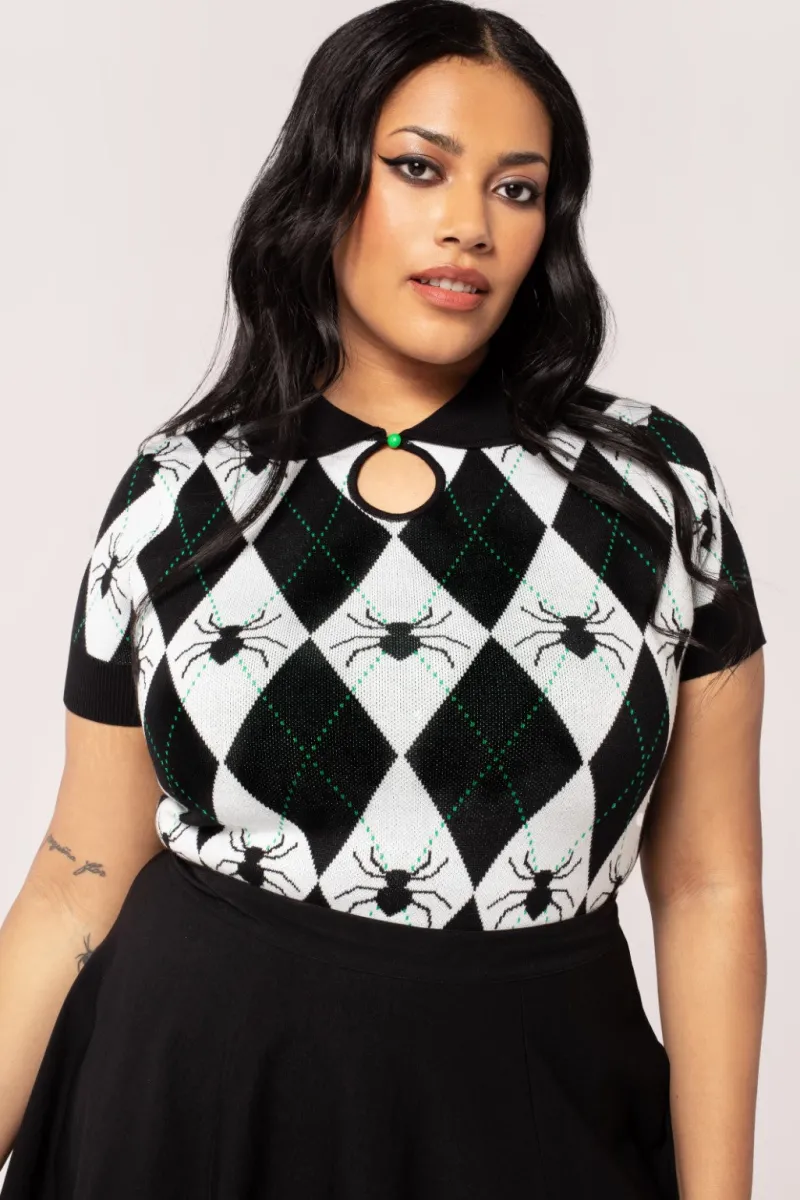 Hell Bunny Tops|Knitwear>Natasha Top Black/White