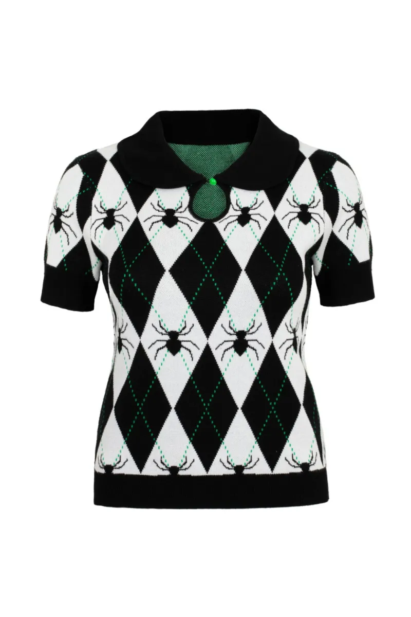 Hell Bunny Tops|Knitwear>Natasha Top Black/White
