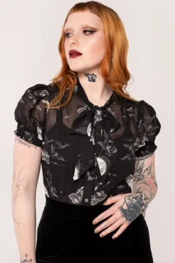 Hell Bunny Tops|Blouses>Over The Moon Blouse Black