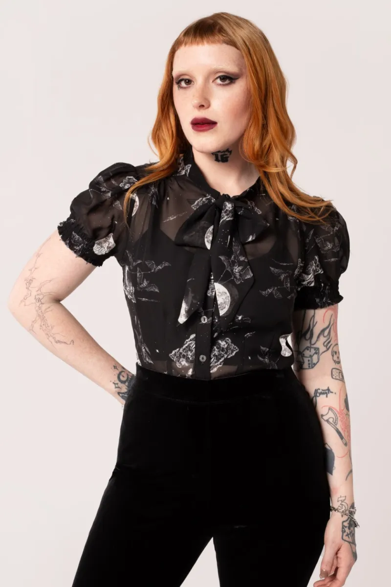 Hell Bunny Tops|Blouses>Over The Moon Blouse Black