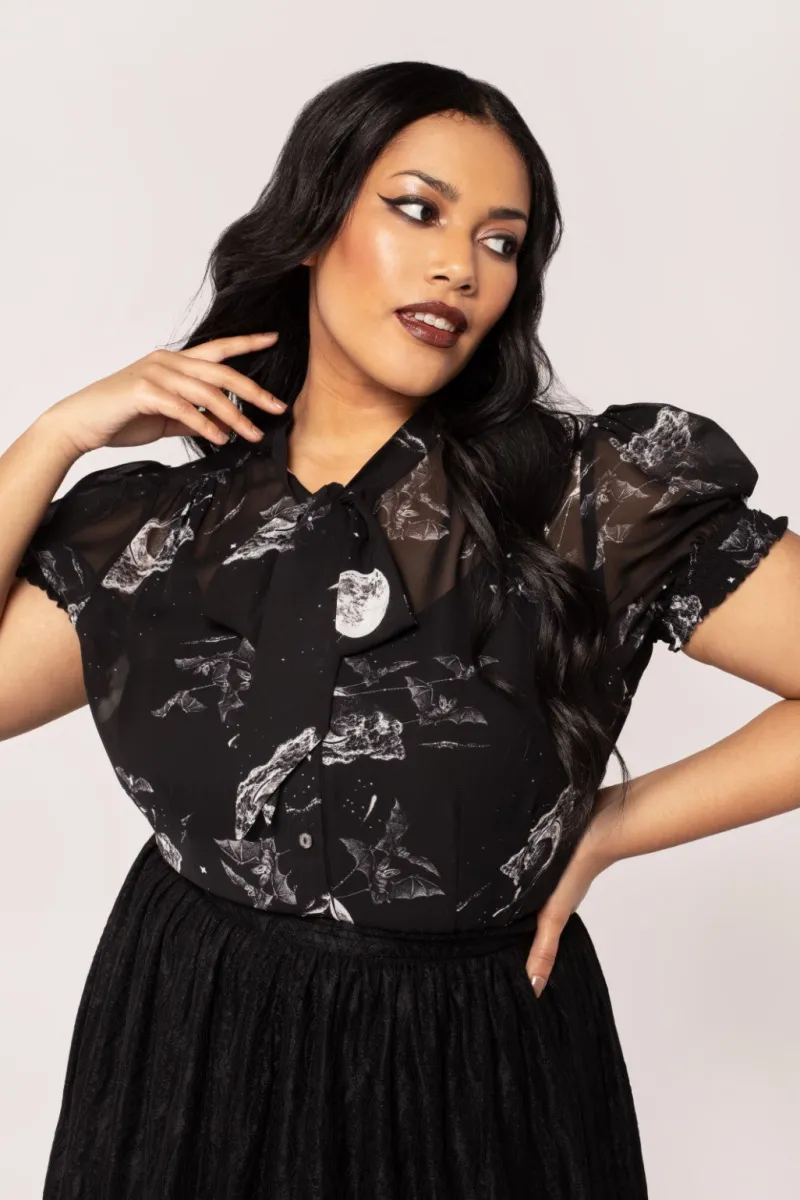 Hell Bunny Tops|Blouses>Over The Moon Blouse Black