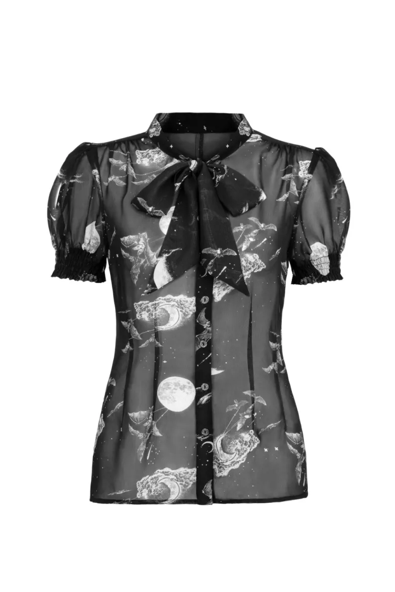 Hell Bunny Tops|Blouses>Over The Moon Blouse Black