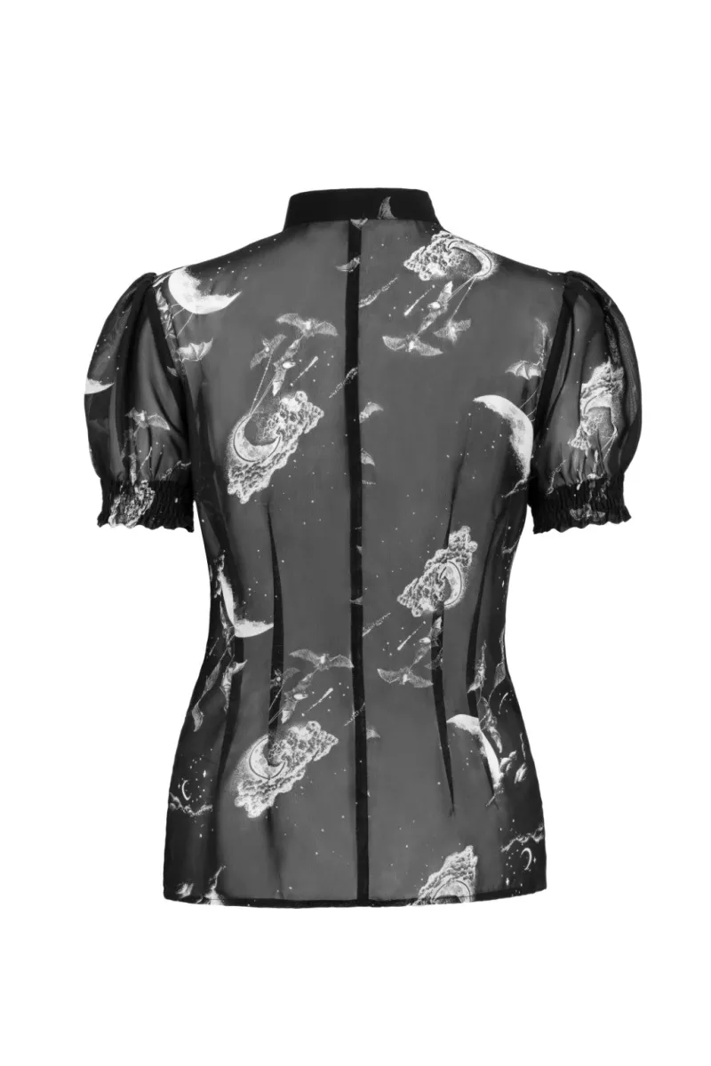 Hell Bunny Tops|Blouses>Over The Moon Blouse Black