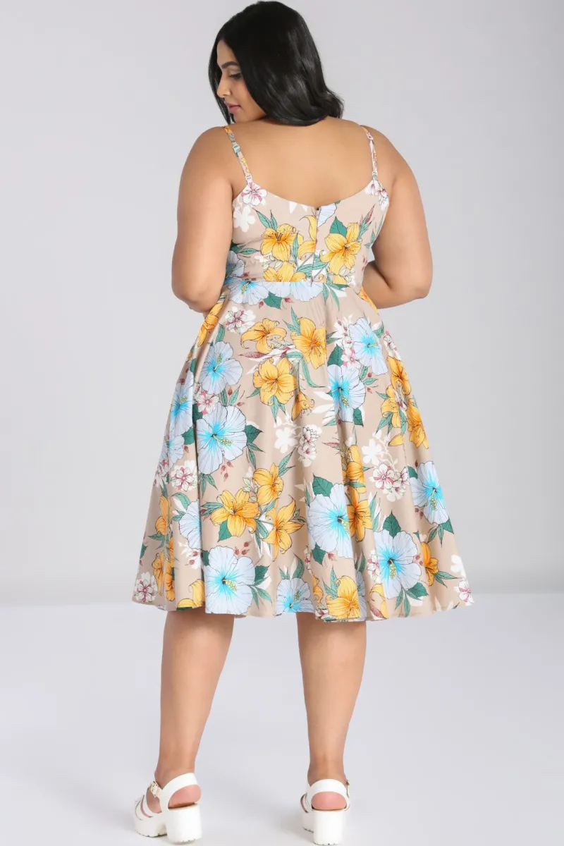 Hell Bunny Dresses>Pattaya Dress Beige