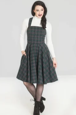 Hell Bunny Dresses|Vintage Dresses>Peebles Pinafore Dress Green