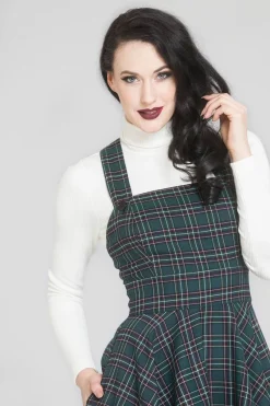 Hell Bunny Dresses|Vintage Dresses>Peebles Pinafore Dress Green