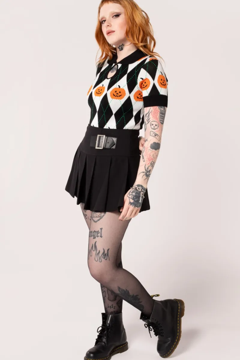 Hell Bunny Tops|Knitwear>Pumpkin Head Top Black/White