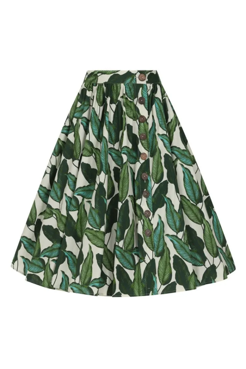 Hell Bunny Skirts>Rainforest 50's Skirt Ivory