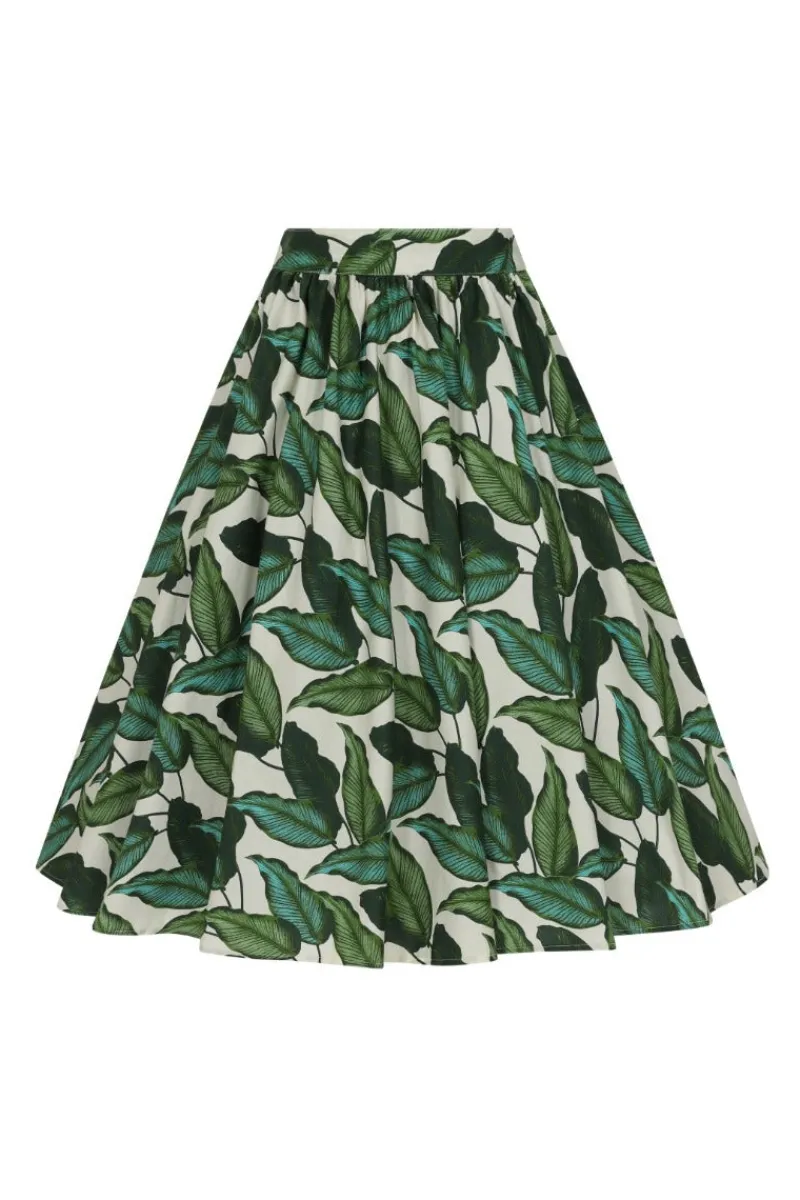 Hell Bunny Skirts>Rainforest 50's Skirt Ivory