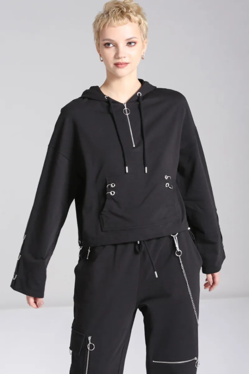 Hell Bunny Tops|Loungewear>Ramona Hoodie Black