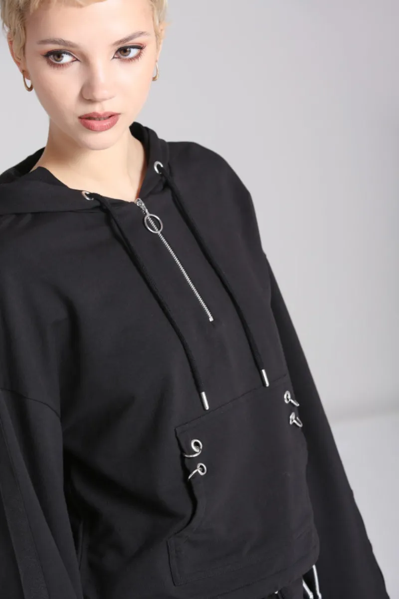 Hell Bunny Tops|Loungewear>Ramona Hoodie Black