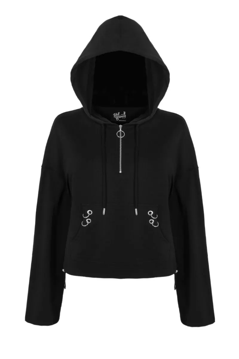 Hell Bunny Tops|Loungewear>Ramona Hoodie Black