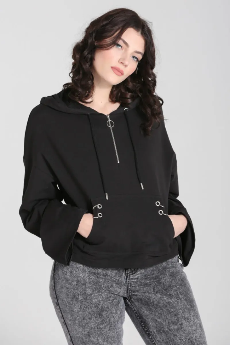 Hell Bunny Tops|Loungewear>Ramona Hoodie Black