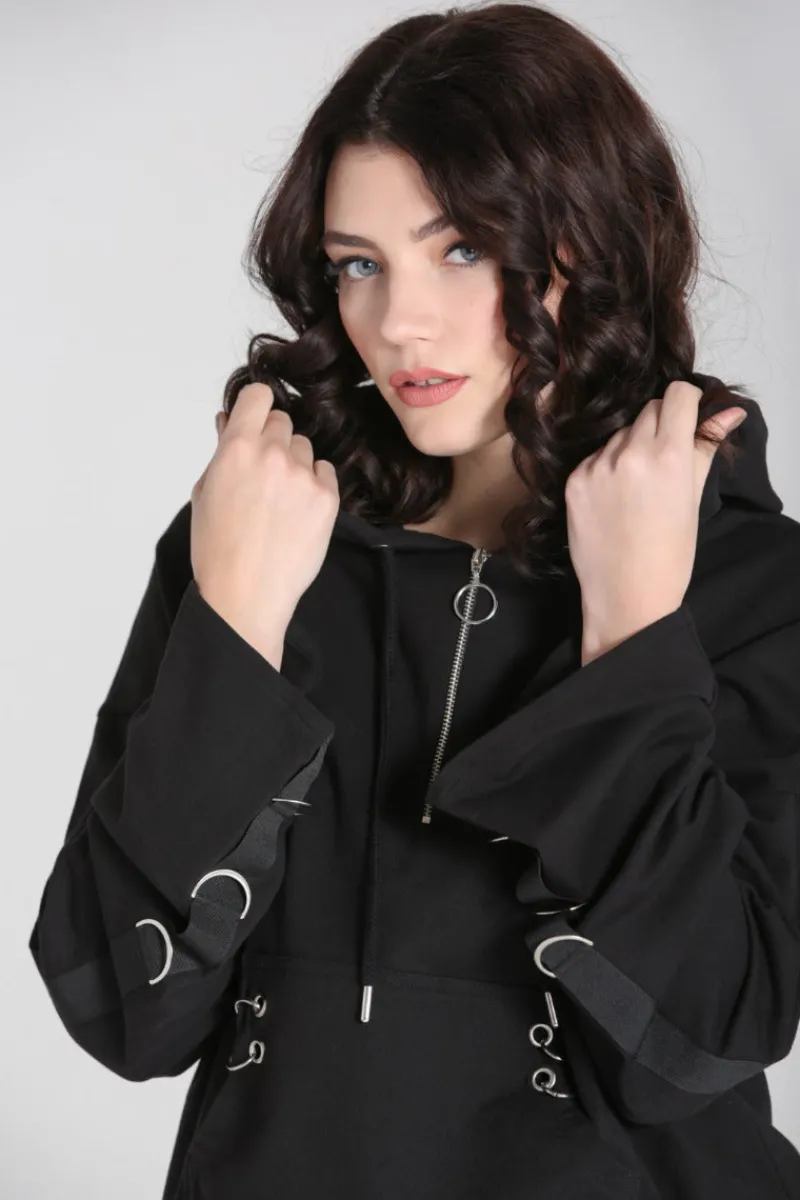 Hell Bunny Tops|Loungewear>Ramona Hoodie Black