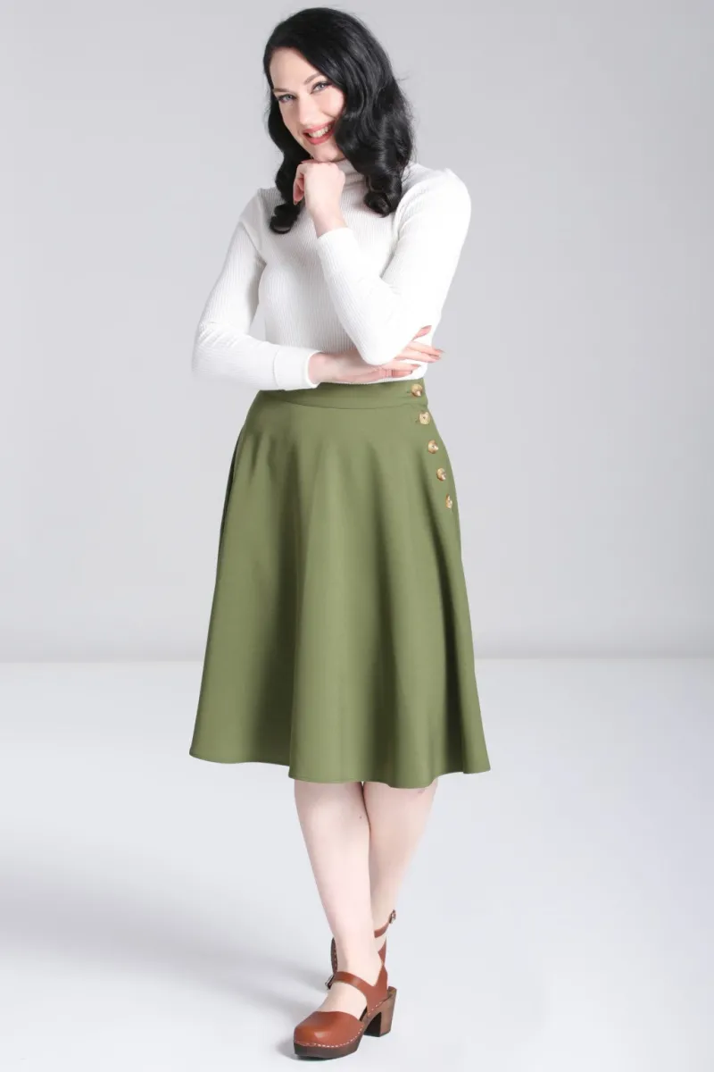 Hell Bunny Skirts|Skirts>Ravenwood Skirt Khaki