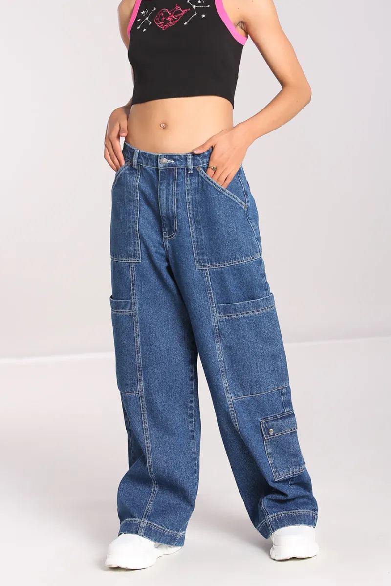 Hell Bunny Trousers & Shorts|Trousers & Shorts>Reese Jeans Blue