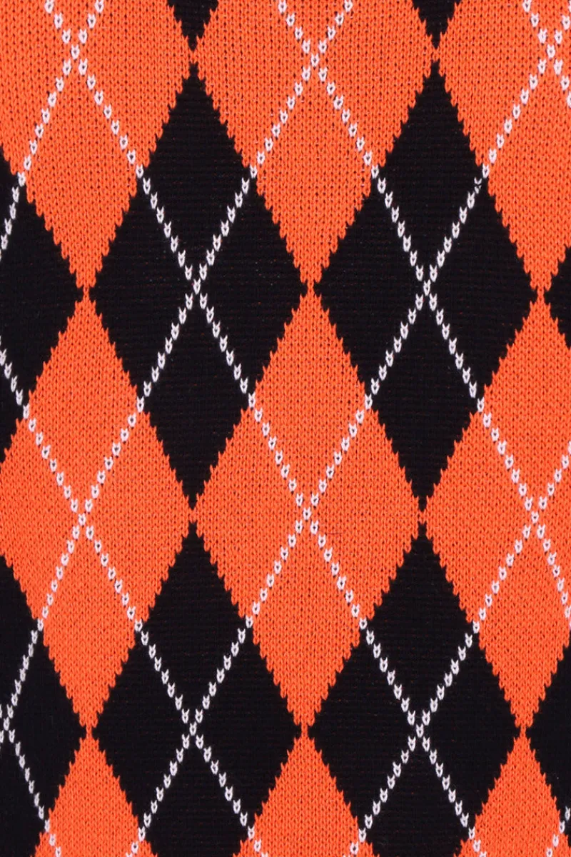 Hell Bunny Tops|Knitwear>Rhombus Vest -Orange Black