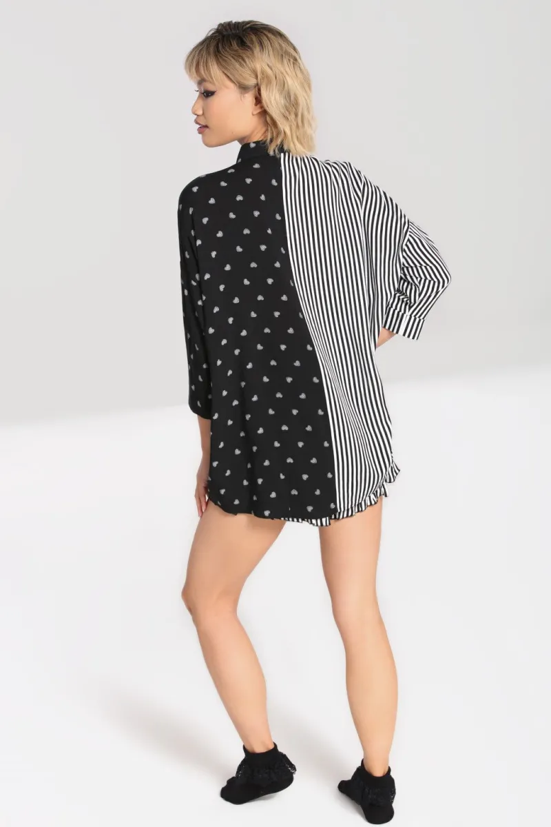 Hell Bunny Tops|Blouses>Ribcage Oversized Shirt Black