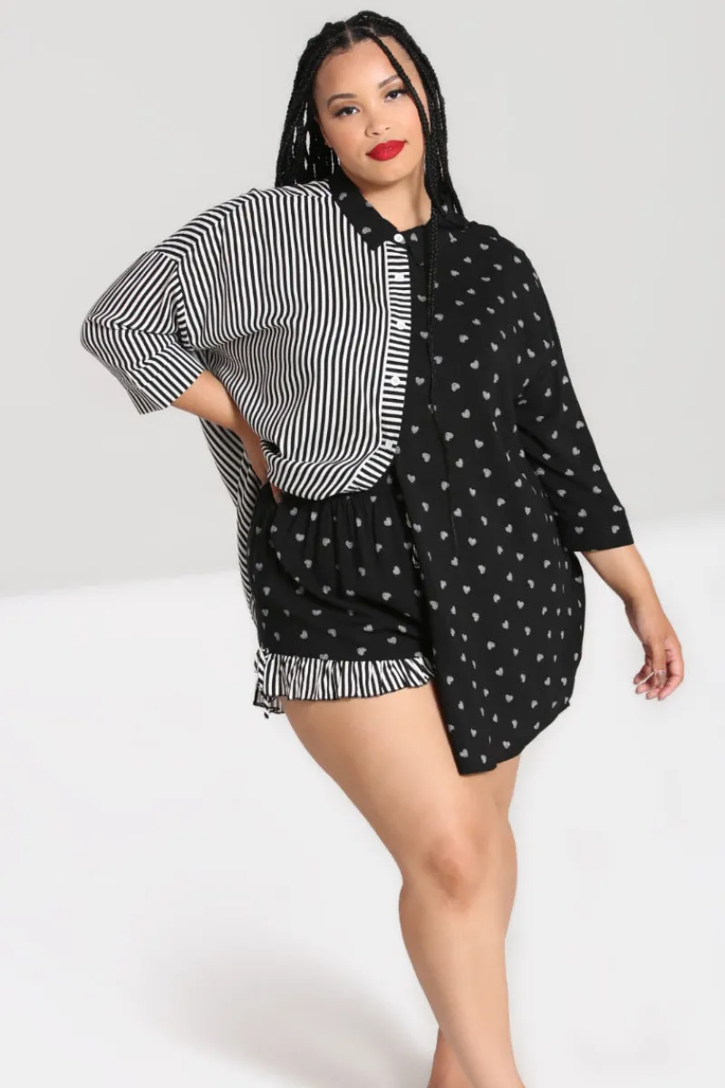 Hell Bunny Tops|Blouses>Ribcage Oversized Shirt Black