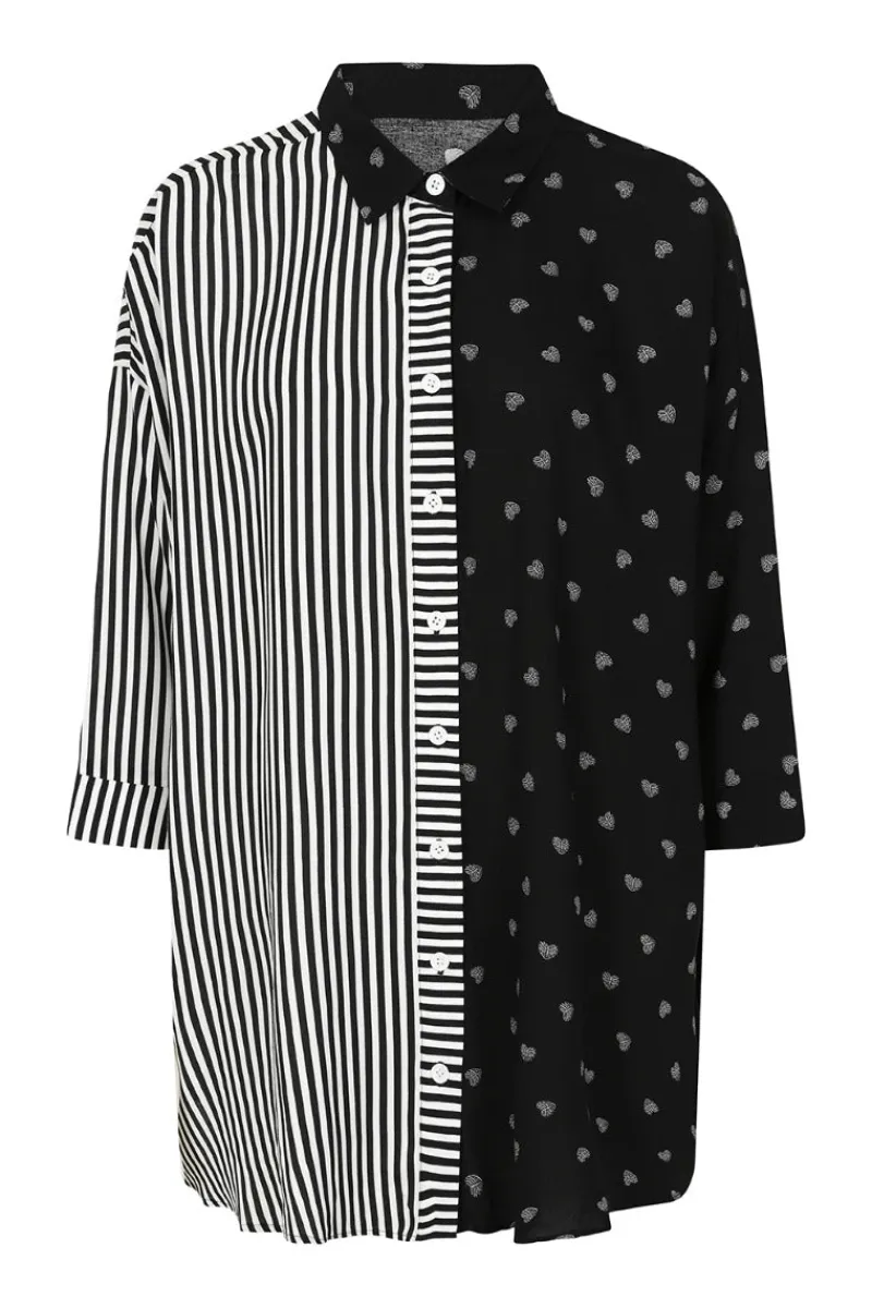 Hell Bunny Tops|Blouses>Ribcage Oversized Shirt Black
