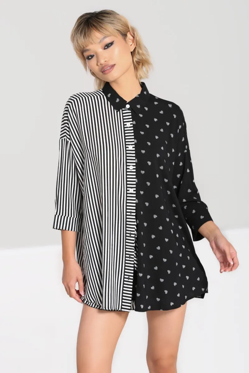 Hell Bunny Tops|Blouses>Ribcage Oversized Shirt Black