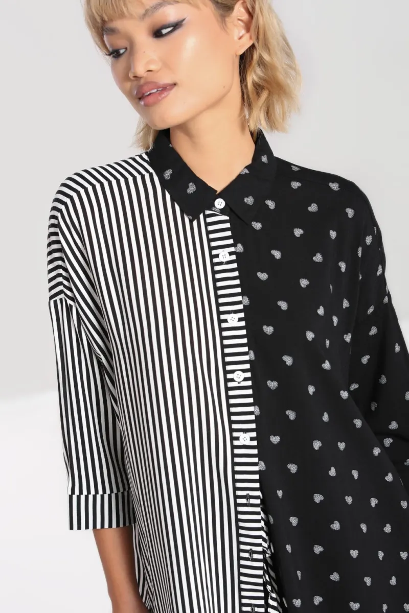 Hell Bunny Tops|Blouses>Ribcage Oversized Shirt Black