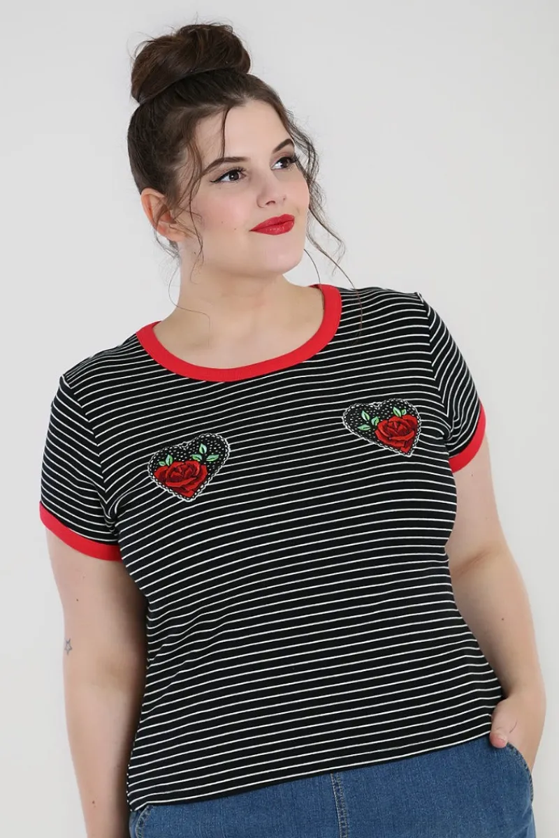 Hell Bunny Tops|Knitwear>Rose Heart Top Black