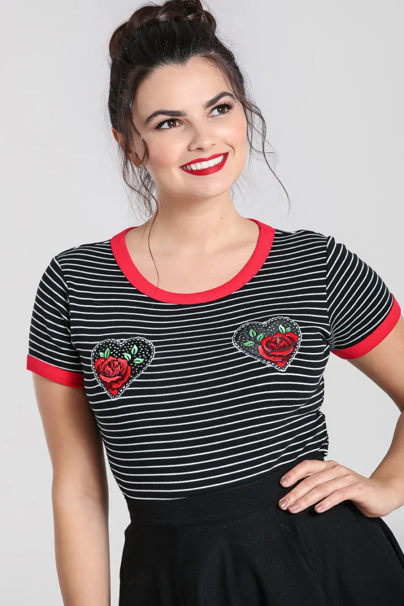 Hell Bunny Tops|Knitwear>Rose Heart Top Black
