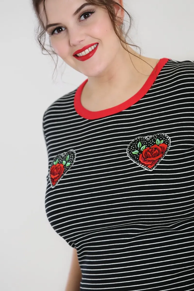 Hell Bunny Tops|Knitwear>Rose Heart Top Black