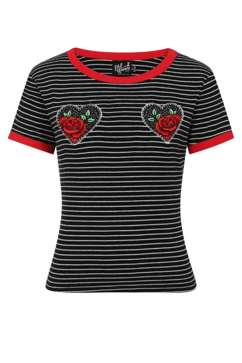 Hell Bunny Tops|Knitwear>Rose Heart Top Black